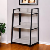 37" Natural and Black Metal Three Tier Ladder Bookcase - Homeroots - Flyclothing LLC
