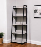67" Natural and Black Metal Five Tier Ladder Bookcase - Homeroots - Flyclothing LLC