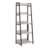 67" Natural and Black Metal Five Tier Ladder Bookcase - Homeroots - Flyclothing LLC
