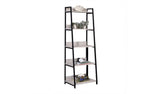 67" Natural and Black Metal Five Tier Ladder Bookcase - Homeroots - Flyclothing LLC