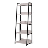 67" Natural and Black Metal Five Tier Ladder Bookcase - Homeroots - Flyclothing LLC