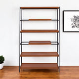 70" Brown and Black Metal Six Tier Etagere Bookcase - Homeroots - Flyclothing LLC