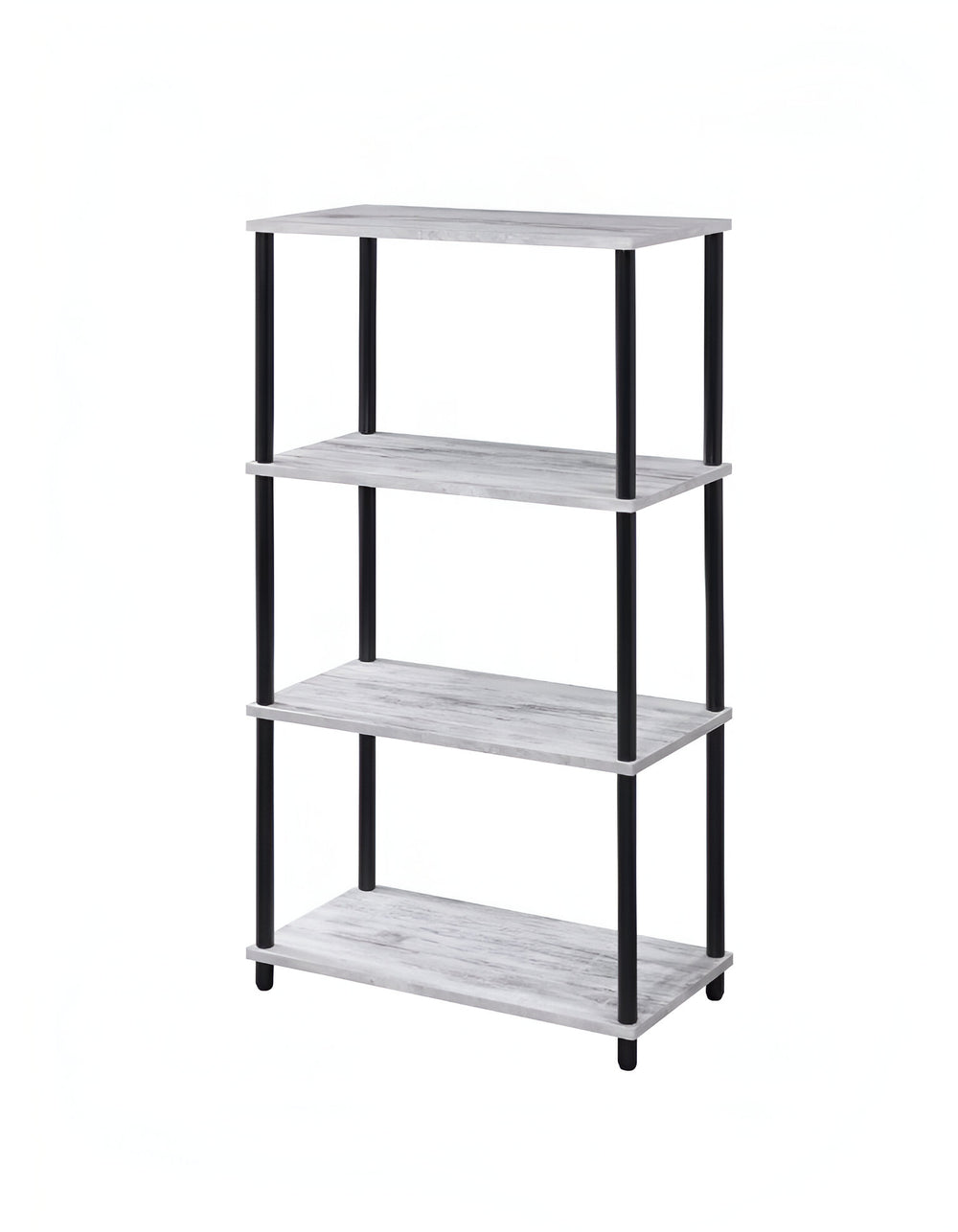 44" Antiqued White Metal Four Tier Etagere Bookcase - Homeroots - Flyclothing LLC
