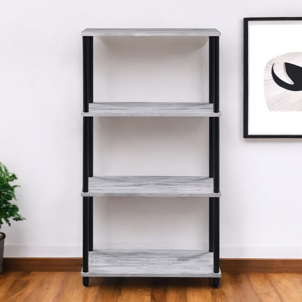 44" Antiqued White Metal Four Tier Etagere Bookcase - Homeroots - Flyclothing LLC