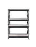 48" Brown and Black Metal Adjustable Four Tier Bookcase - Homeroots - Flyclothing LLC