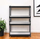 48" Brown and Black Metal Adjustable Four Tier Bookcase - Homeroots - Flyclothing LLC
