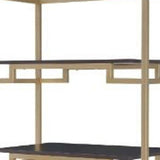 78" Gold and Black Metal Four Tier Etagere Bookcase with a Drawer - Homeroots - Flyclothing LLC