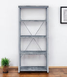 54" Gray and Silver Metal Four Tier Etagere Bookcase - Homeroots - Flyclothing LLC