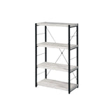43" Antiqued White Metal Four Tier Etagere Bookcase - Homeroots - Flyclothing LLC