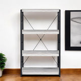 43" Antiqued White Metal Four Tier Etagere Bookcase - Homeroots - Flyclothing LLC