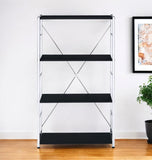 42" Black and Silver Metal Four Tier Etagere Bookcase - Homeroots - Flyclothing LLC