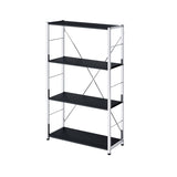 42" Black and Silver Metal Four Tier Etagere Bookcase - Homeroots - Flyclothing LLC