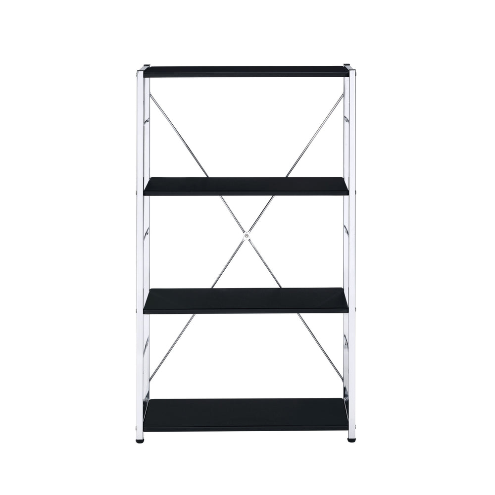 42" Black and Silver Metal Four Tier Etagere Bookcase - Homeroots - Flyclothing LLC