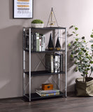 42" Black and Silver Metal Four Tier Etagere Bookcase - Homeroots - Flyclothing LLC