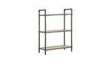 36" Antique Oak and Sandy Gray Metal Three Tier Standard Bookcase - Homeroots - Flyclothing LLC