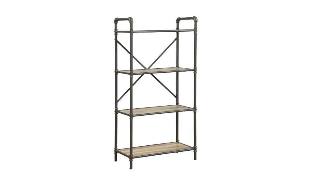49" Gray Brown Metal Four Tier Etagere Bookcase - Homeroots - Flyclothing LLC