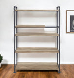 65" Brown and Black Metal Five Tier Etagere Bookcase - Homeroots - Flyclothing LLC