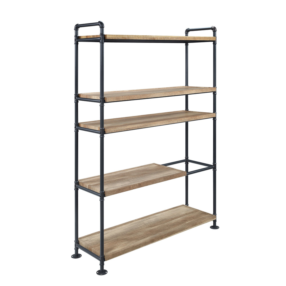 65" Brown and Black Metal Five Tier Etagere Bookcase - Homeroots - Flyclothing LLC