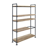 65" Brown and Black Metal Five Tier Etagere Bookcase - Homeroots - Flyclothing LLC