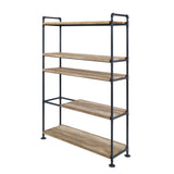 65" Brown and Black Metal Five Tier Etagere Bookcase - Homeroots - Flyclothing LLC