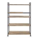 65" Brown and Black Metal Five Tier Etagere Bookcase - Homeroots - Flyclothing LLC