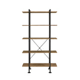 73" Brown and Black Metal Five Tier Etagere Bookcase - Homeroots - Flyclothing LLC