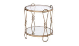 23" Gold Mirrored And Metal Round End Table With Shelf - Homeroots