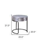 21" Aluminum And Manufactured Wood Round End Table With Drawer - Homeroots - Flyclothing LLC