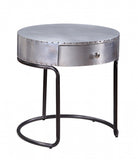 21" Aluminum And Manufactured Wood Round End Table With Drawer - Homeroots - Flyclothing LLC