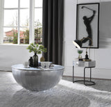 21" Aluminum And Manufactured Wood Round End Table With Drawer - Homeroots - Flyclothing LLC