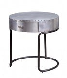 21" Aluminum And Manufactured Wood Round End Table With Drawer - Homeroots - Flyclothing LLC