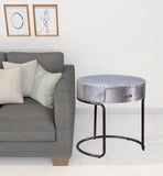 21" Aluminum And Manufactured Wood Round End Table With Drawer - Homeroots - Flyclothing LLC