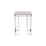 24" Chrome And Natural Oak Manufactured Wood And Metal Square End Table - Homeroots - Flyclothing LLC