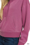 Zenana Fleece Pigment Dye Half Zip Kangaroo Pocket Hoodie - Trendsi - Flyclothing LLC