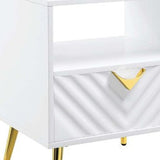 22" White Manufactured Wood And Metal Rectangular End Table With Drawer And Shelf - Homeroots - Flyclothing LLC