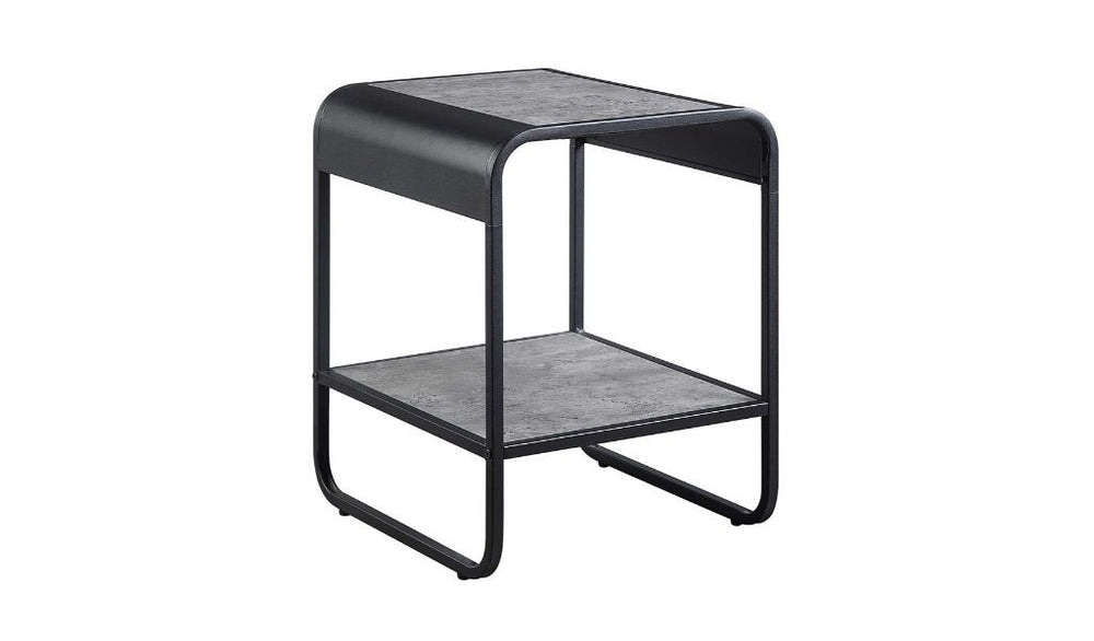 21" Black And Concrete Gray Manufactured Wood And Metal Rectangular End Table With Shelf - Homeroots - Flyclothing LLC