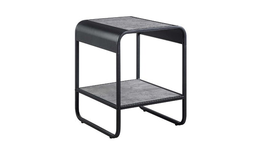 21" Black And Concrete Gray Manufactured Wood And Metal Rectangular End Table With Shelf - Homeroots