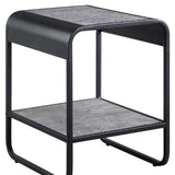 21" Black And Concrete Gray Manufactured Wood And Metal Rectangular End Table With Shelf - Homeroots - Flyclothing LLC