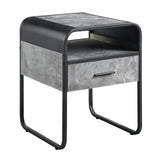 22" Black And Gray Wood And Metal Square End Table With Drawer And Shelf - Homeroots - Flyclothing LLC
