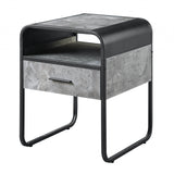 22" Black And Gray Wood And Metal Square End Table With Drawer And Shelf - Homeroots - Flyclothing LLC