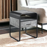 22" Black And Gray Wood And Metal Square End Table With Drawer And Shelf - Homeroots - Flyclothing LLC