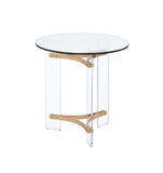 24" Gold And Clear Glass And Metal Round End Table - Homeroots - Flyclothing LLC