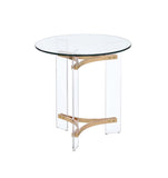 24" Gold And Clear Glass And Metal Round End Table - Homeroots - Flyclothing LLC