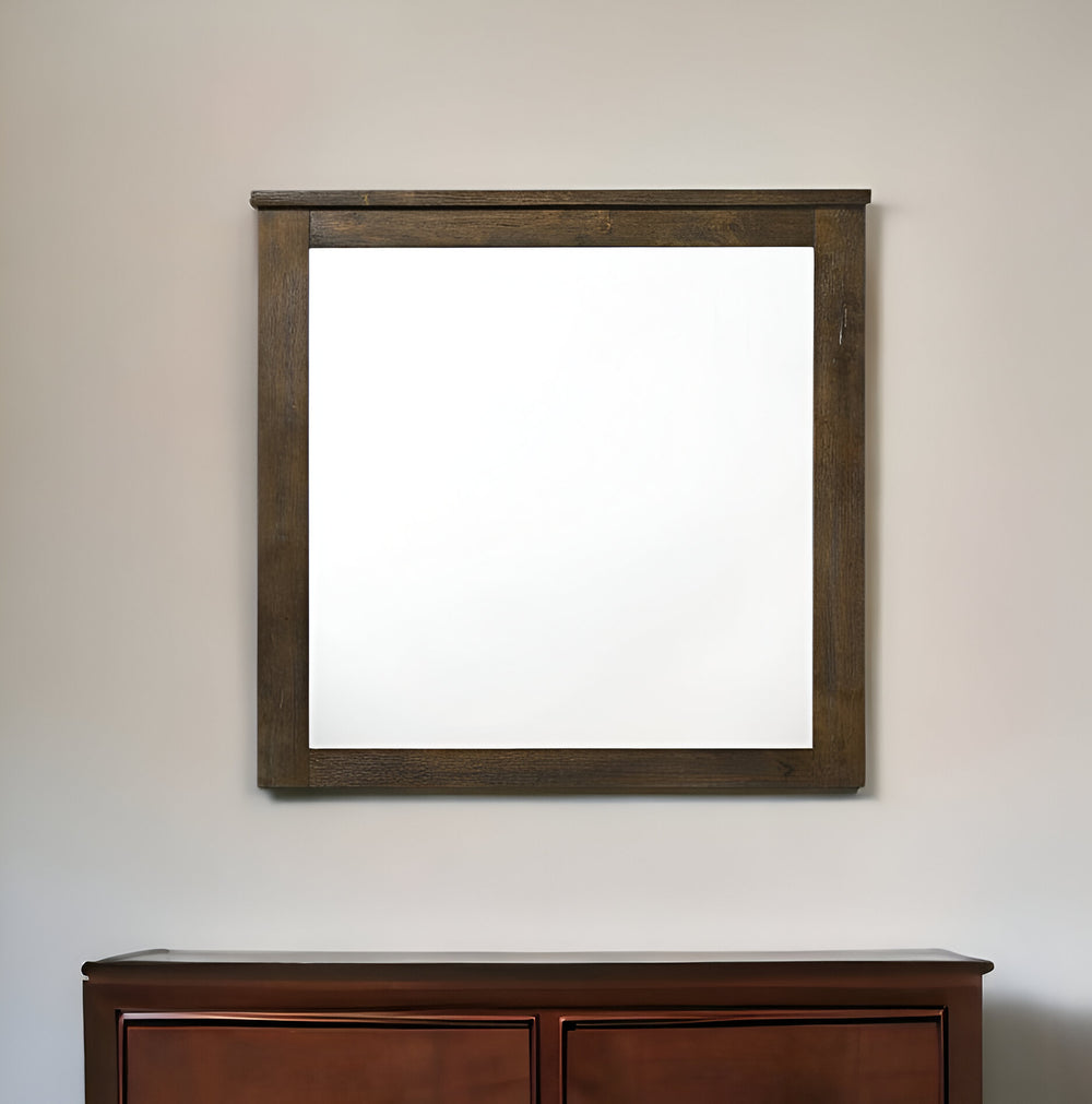 40" Oak Rectangle Dresser Mirror Mounts To Dresser With Frame - Homeroots - Flyclothing LLC