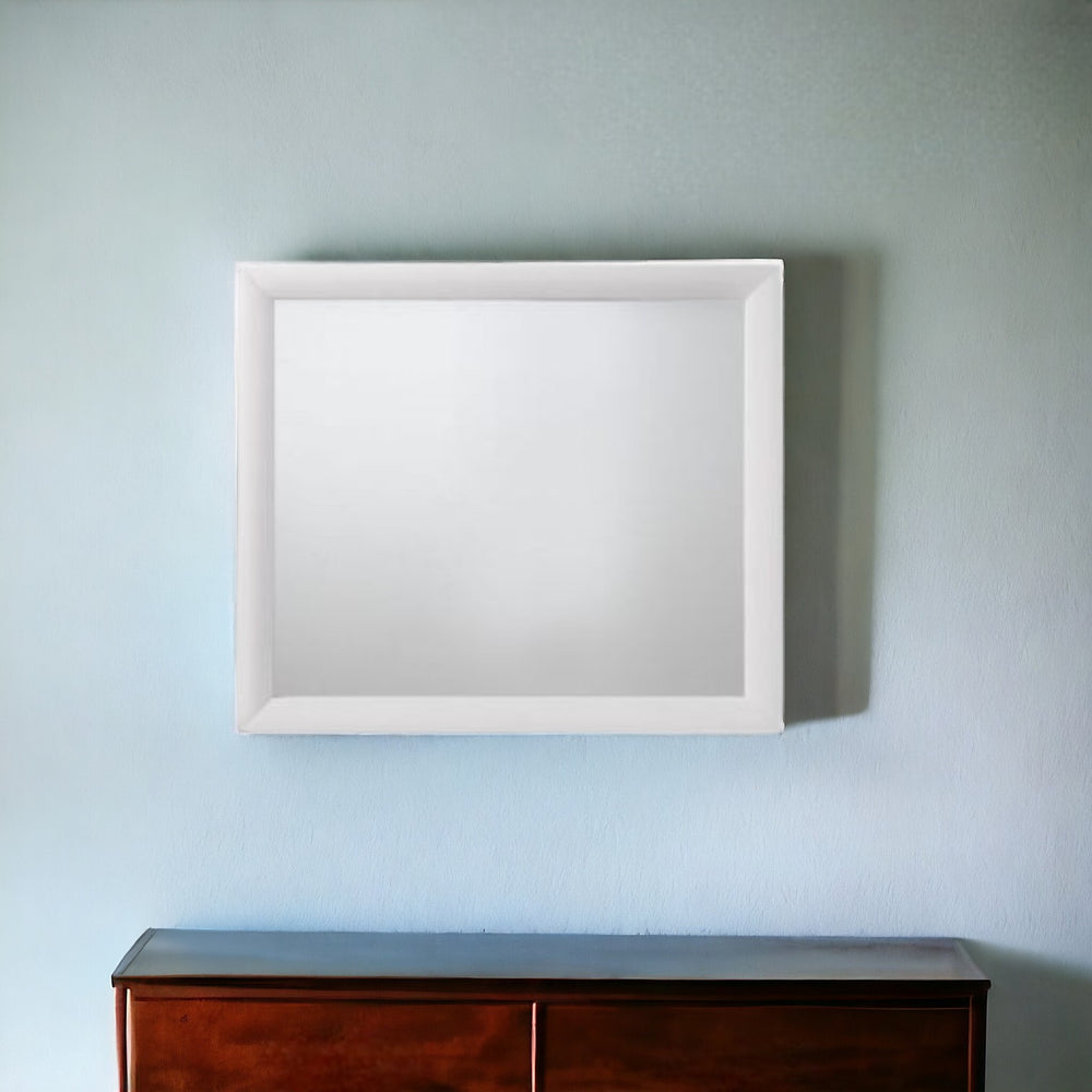 35" White Rectangle Dresser Mirror Mounts To Dresser With Frame - Homeroots - Flyclothing LLC