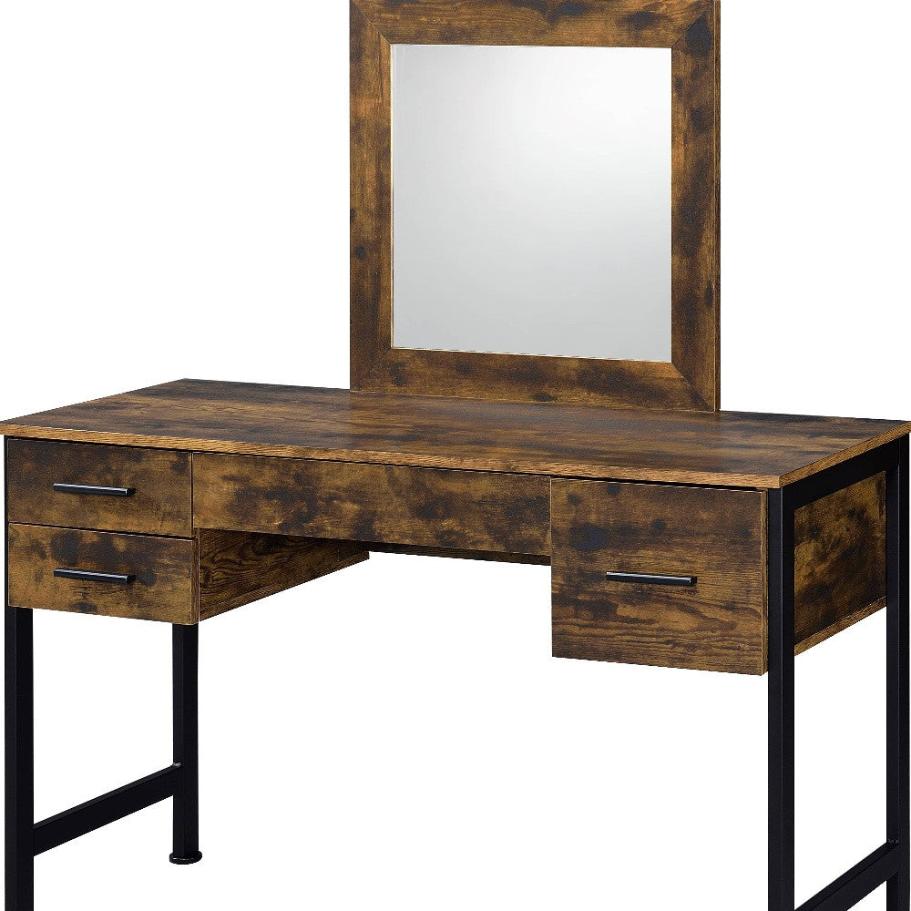 53" Rustic Oak & Black Finish Dresser Mirror - Homeroots - Flyclothing LLC
