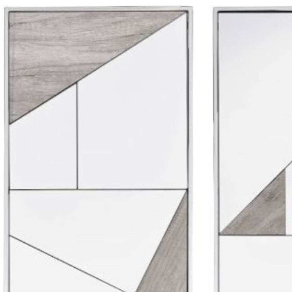 Set of Two Chrome and Natural Framed Accent Mirror - Homeroots - Flyclothing LLC