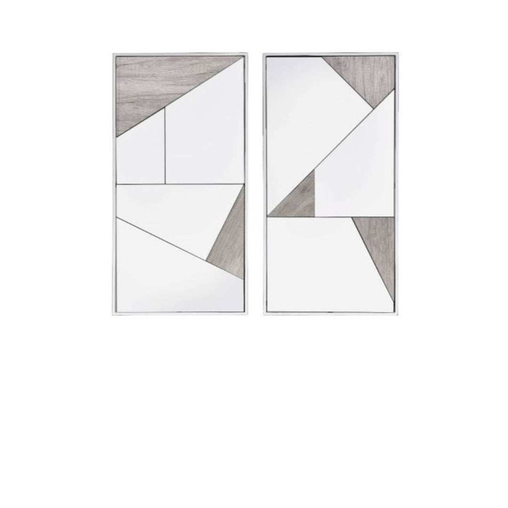 Set of Two Chrome and Natural Framed Accent Mirror - Homeroots - Flyclothing LLC