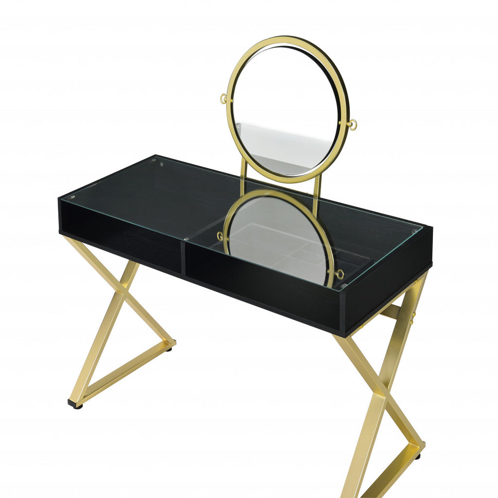 42" Black and Gold Mirrored Dresser - Homeroots - Flyclothing LLC