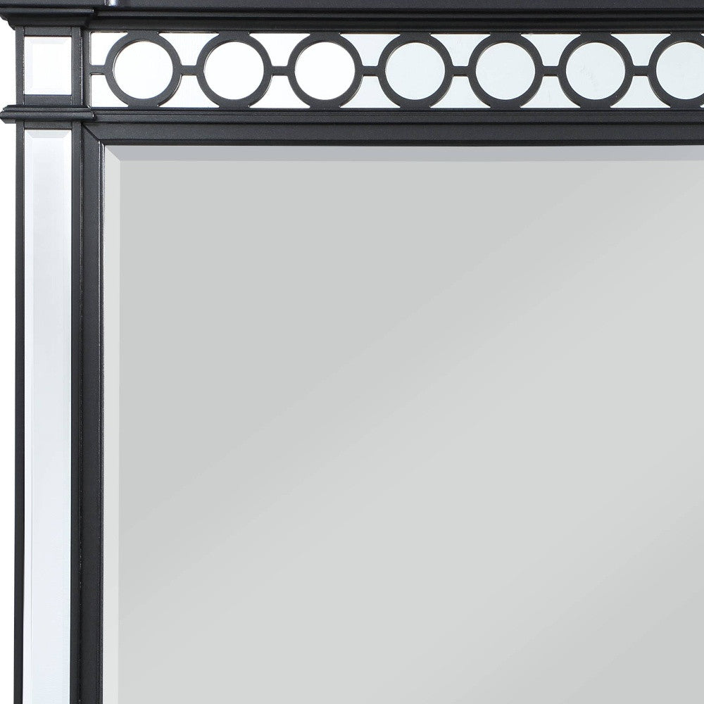 42" Mirrored, Black & Sliver Finish Dresser Mirror - Homeroots - Flyclothing LLC